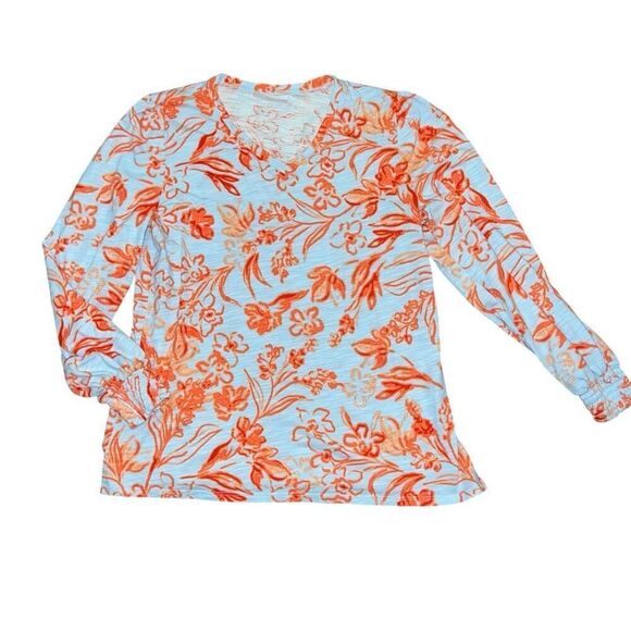 BELLE by KIM GRAVEL Floral V-neck Blouse Size S - Picture 1 of 7